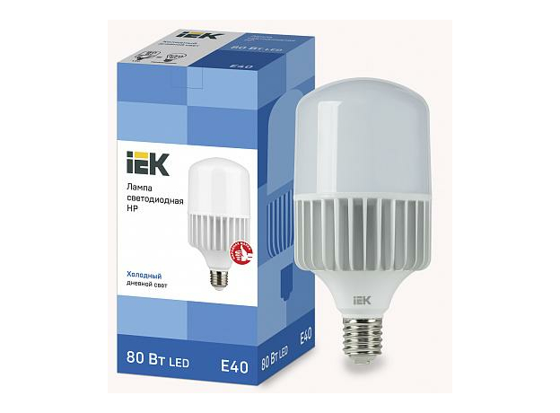 Лампа светодиодная 80Вт Е40 T136 6500К 7200Лм матовая 230В цилиндр LLE-HP-80-230-65-Е40 IEK