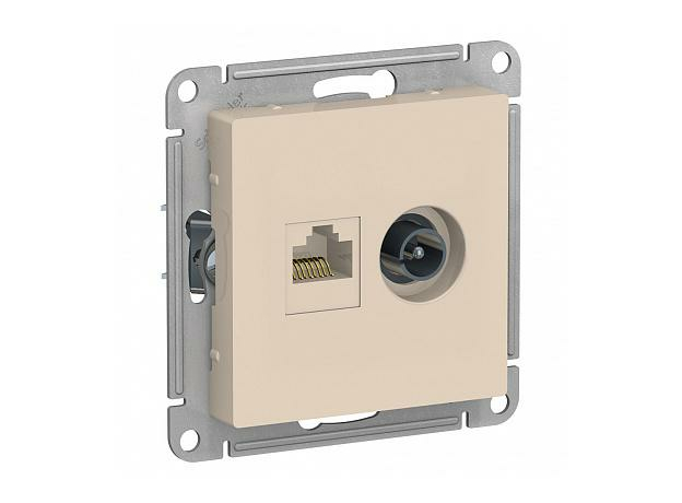 Розетка TV+RJ45 телевизионная + компьютерная Atlasdesign скрытой установки cat. 5Е бежевый ATN000289 Schneider Electric