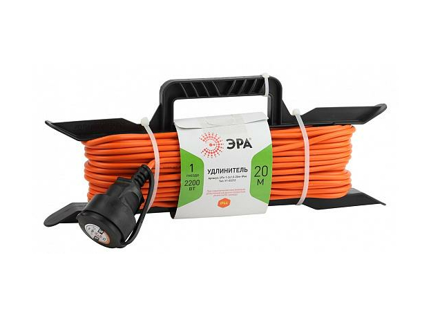 Удлинитель силовой без заземления UFx-1-2x1.0-20m-IP44 на рамке 1 гнездо 20м ПВС 2х1 Б0043040 ЭРА