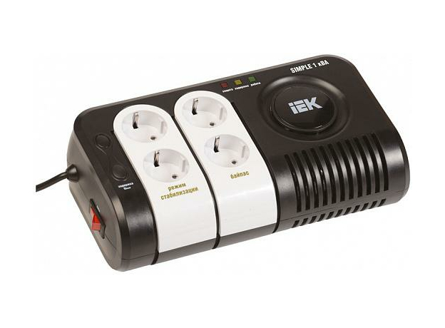 Стабилизатор напряжения однофазный Simple 1 кВА для бытовой электроники IVS25-1-01000 IEK