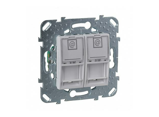 Розетка RJ45+RJ45 компьютерная Unica скрытой установки IP40 кат. 5е с полем для надписи механизм белый MGU5.2020.18ZD Schneider Electric