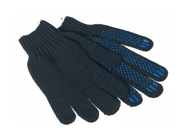 Перчатки хлопчатобумажные 5 нитей с ПВХ покрытием черные повышенная плотность (упак. 5 пар)