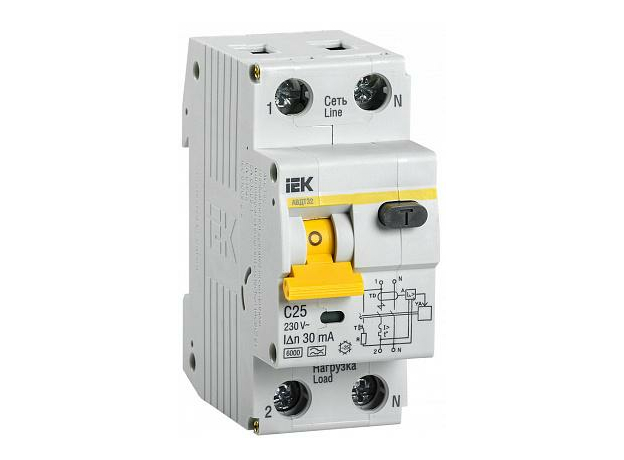 Автомат дифференциальный (дифавтомат) АВДТ 32 C25 25А 30 мА (MAD22-5-025-C-30) IEK