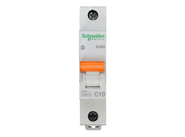 Автоматический выключатель модульный Schneider Electric ВА63 1п 10А C 4,5кA (11202) Автоматический выключатель модульный Schneider Electric ВА63 1п 10А C 4,5кA (11202)