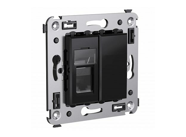 Розетка RJ45 компьютерная Avanti скрытой установки категория 5е одинарная Черный квадрат 4402463 DKC Розетка RJ45 компьютерная Avanti скрытой установки категория 5е одинарная Черный квадрат 4402463 DKC