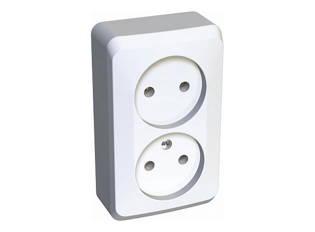Розетка двойная ЭТЮД наружная открытой установки белый PA16-005B Schneider Electric