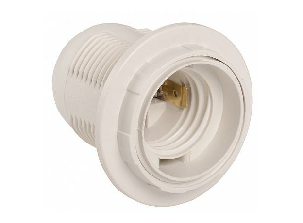 Патрон пластик с кольцом, Е27, белый, стикер на изделии, Ппл27-04-К12, EPP11-04-01-K01 IEK