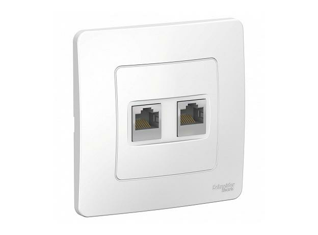 Розетка RJ45+RJ45 компьютерная BLANCA скрытой установки кат.5e в сборе белый BLNIS045451 Schneider Electric Розетка RJ45+RJ45 компьютерная BLANCA скрытой установки кат.5e в сборе белый BLNIS045451 Schneider Electric