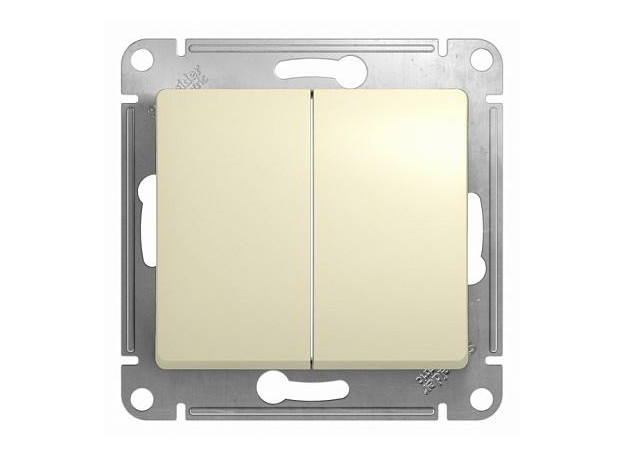 Переключатель двухклавишный GLOSSA скрытой установки 10А схема 6+6 механизм бежевый GSL000265 Schneider Electric