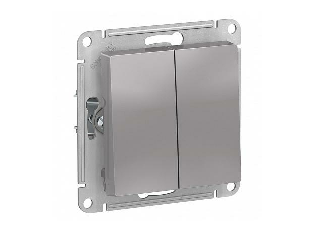 Выключатель двухклавишный Atlasdesign скрытой установки 10А (сх.5) механизм алюминий ATN000351 Schneider Electric