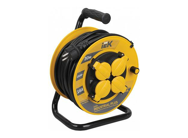 Удлинитель 30 метров УК30 на катушке с термозащитой, 4 гнезда, 2Р+РЕ, ПВС 3х1,5мм2, WKP15-16-04-30-44 IEK