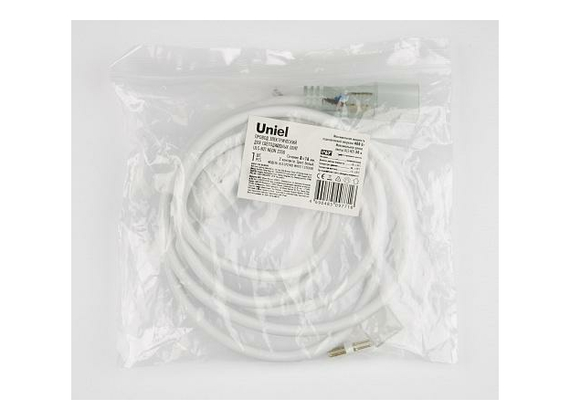 Провод электрический для светодиодных лент ULS-N21 NEON 220В 8x16мм 2 контакта. Цвет белый. UCX-SP2/N21 WHITE 1 STICKER IP67 UL-00002937 TM Uniel