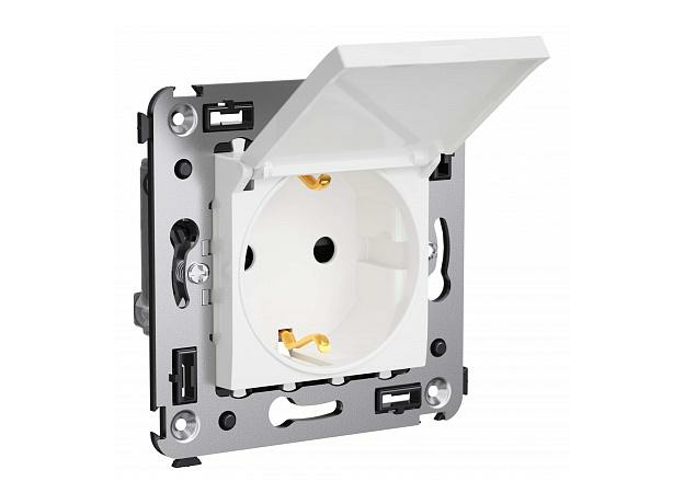 Розетка в стену Avanti скрытой установки IP41 2P+E с заземлением со шторками 16А с крышкой Белое облако 4400013 DKC Розетка в стену Avanti скрытой установки IP41 2P+E с заземлением со шторками 16А с крышкой Белое облако 4400013 DKC