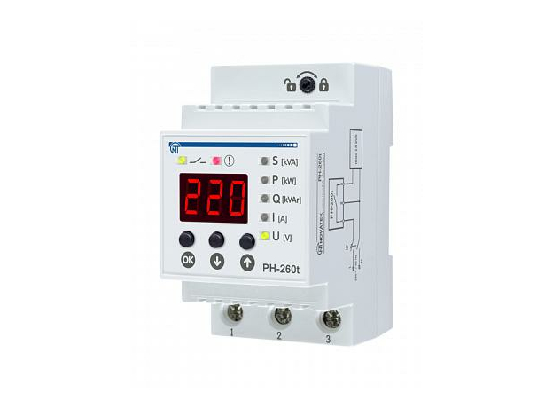 Реле контроля однофазное напряжения РН-260Т 63А на DIN-рейку 3425600260т Новатек-Электро