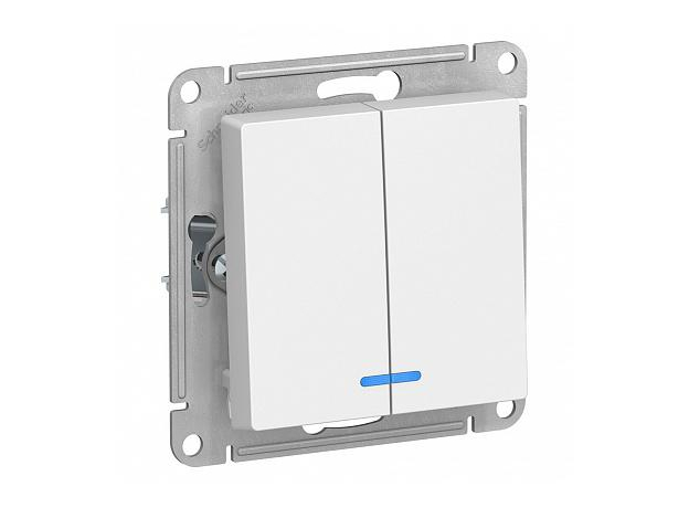 Выключатель двухклавишный Atlasdesign скрытой установки 10А с подсветкой (сх.5а) механизм белый ATN000153 Schneider Electric