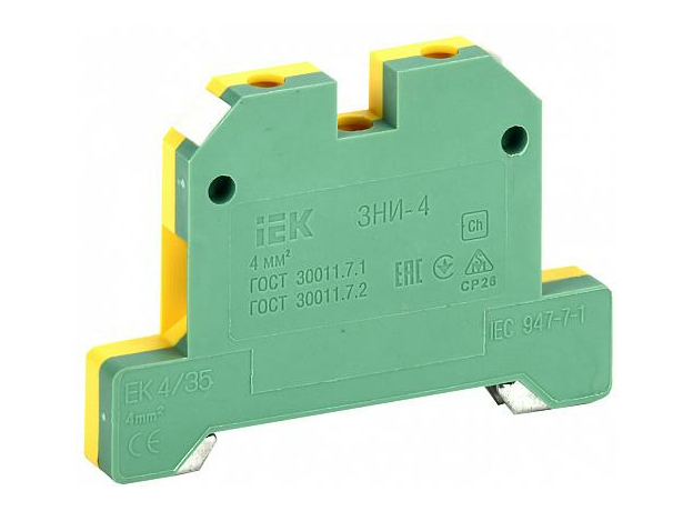 Клемма зажимная 2-4 мм.кв* (JXB-35) (ЗНИ-4 мм2) (Земля Ж/З) (YZN20-004-K52) IEK