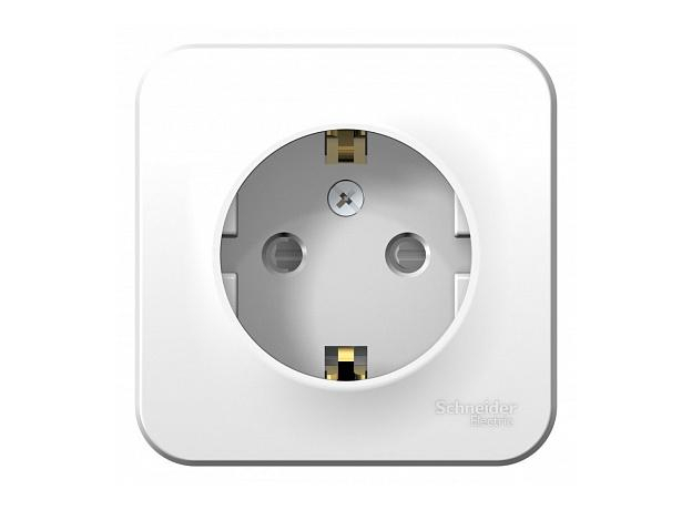 Розетка одинарная BLANCA открытой установки с заземлением со шторками 16А 250В с изолирующей пластиной в сборе белый BLNRA011111 Schneider Electric