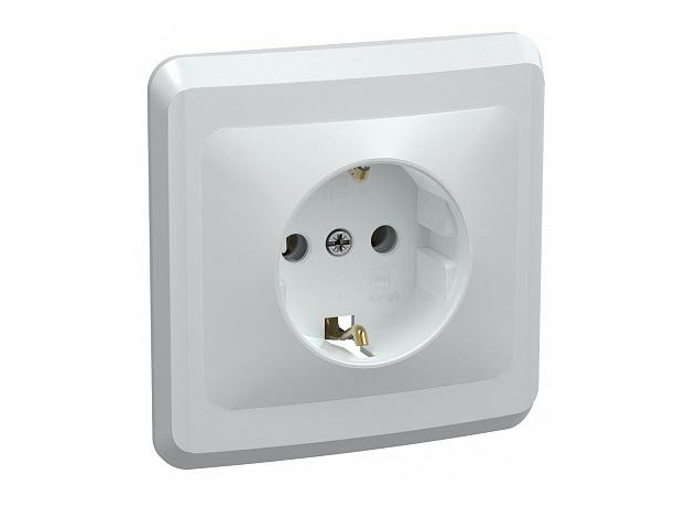 Розетка одноместная ВЕГА с заземляющим контактом без защитной шторки 16А РС10-3-ВБ белый (ERV11-K01-16-DM) IEK