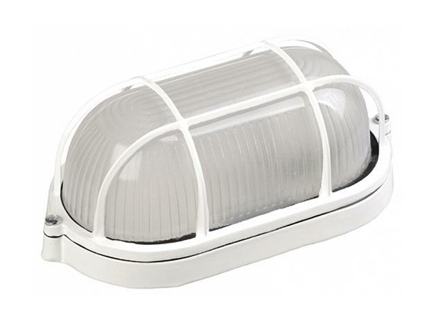 Светильник потолочный промышленный 1202 НПП большой овал белый с решеткой 1*100Вт Е27 IP54 IEK