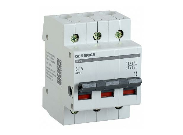 Выключатель нагрузки ВН-32 3п 32А на DIN-рейку IEK (MNV15-3-032)