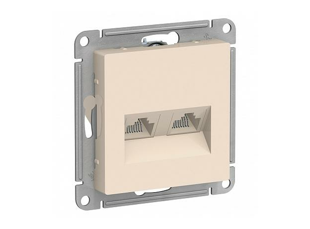 Розетка двойная Atlasdesign скрытой установки компьютерная RJ45+RJ45, cat. 5E механизм бежевый ATN000285 Schneider Electric Розетка двойная Atlasdesign скрытой установки компьютерная RJ45+RJ45, cat. 5E механизм бежевый ATN000285 Schneider Electric