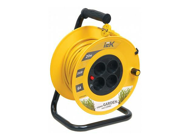 Удлинитель 20 метров УК20 на катушке с термозащитой , 4 гнезда, 2P, ПВС 2х0,75мм2, WKP23-06-04-20 IEK