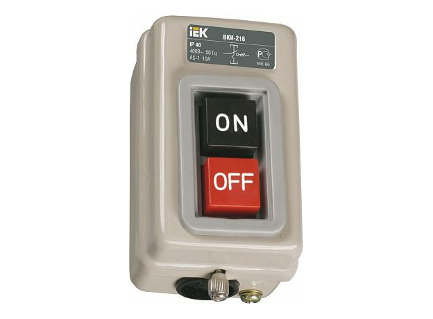 Выключатель ВКИ-211 3Р 6 А "ПУСК с Фиксацией" и "СТОП" IP40 (KVK10-06-3) IEK