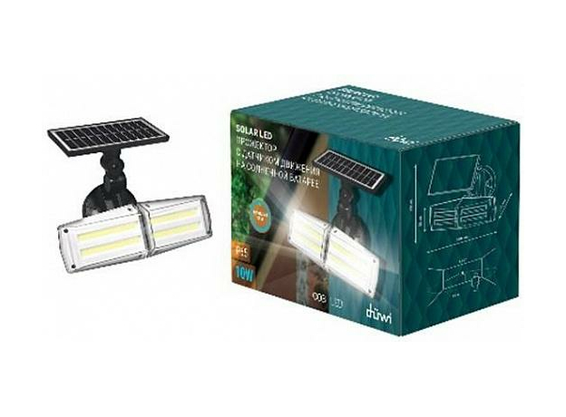 Прожектор светодиодный аккумуляторный 10 Вт 2xCOB, 700Лм,3000мАч,IP65 на солнечной батарее с датчиком света и движения 29142 8 Duwi