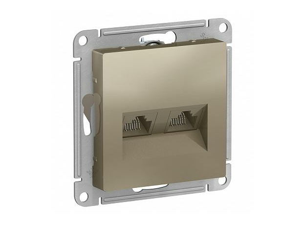 Розетка двойная Atlasdesign скрытой установки компьютерная RJ45+RJ45, cat. 5E механизм шампань ATN000585 Schneider Electric Розетка двойная Atlasdesign скрытой установки компьютерная RJ45+RJ45, cat. 5E механизм шампань ATN000585 Schneider Electric