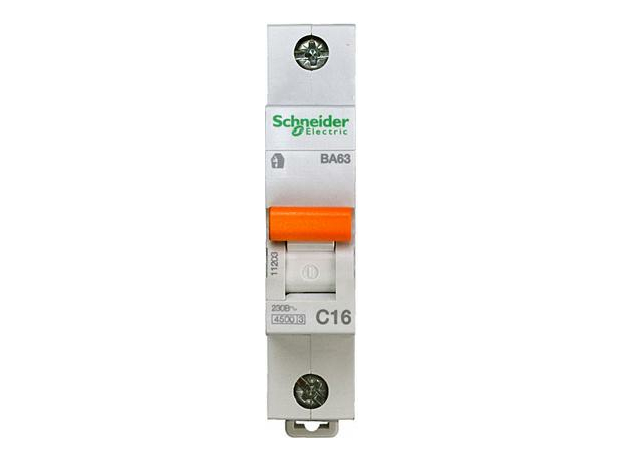 Автоматический выключатель модульный Schneider Electric ВА63 1п 16А C 4,5кA (11203) Автоматический выключатель модульный Schneider Electric ВА63 1п 16А C 4,5кA (11203)