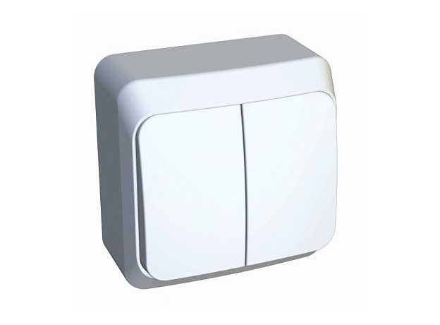 Выключатель двухклавишный ЭТЮД открытой установки BA10-002B Schneider Electric Выключатель двухклавишный ЭТЮД открытой установки BA10-002B Schneider Electric