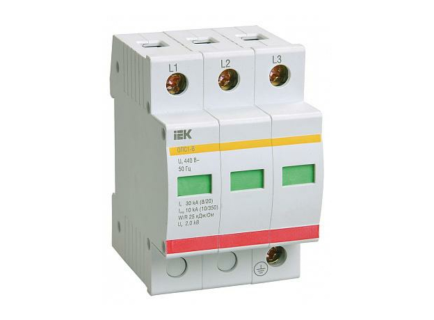 Ограничитель импульсных перенапряжений ОПС1-C 3Р In=20kA Un=400B Im=40kA (MOP20-3-C/MOP10-3-C) IEK