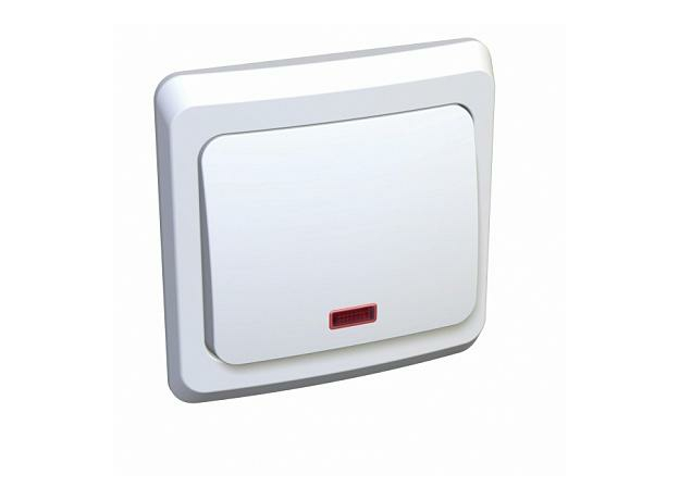 Выключатель одноклавишный ЭТЮД скрытой установки с подсветкой (сх.1а) белый BC10-005B Schneider Electric