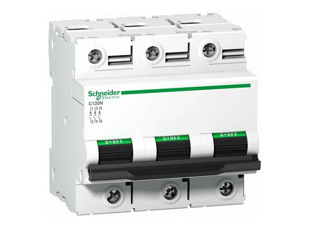 Автоматический выключатель модульный Schneider Electric С120N 3п 100А C 10кA AC (перемен.) (A9N18367) Автоматический выключатель модульный Schneider Electric С120N 3п 100А C 10кA AC (перемен.) (A9N18367)