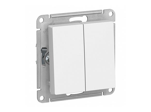 Переключатель двухклавишный Atlasdesign скрытой установки 10А проходной (сх.6+6) механизм белый ATN000165 Schneider Electric