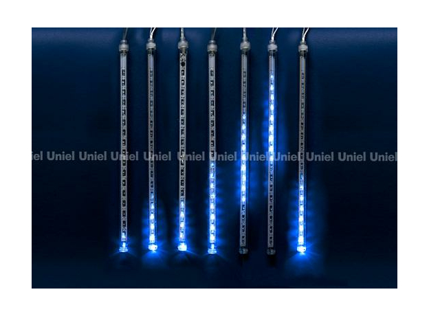 Гирлянда светодиодная Занавес 2х0,5м 240 Led Синий свет, 8 подвесов, соединяемая, прозрачный провод IP44 ULD-E2405-240/DTK METEOR 11123 Uniel