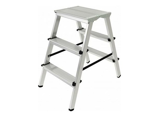 Стремянка алюминиевая двусторонняя до 180кг 3 ступени (0,66 м) Новая Высота 2120203