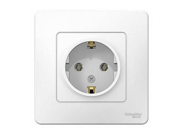 Розетка одинарная BLANCA скрытой установки с заземлением без шторок 16А 250В в сборе белый BLNRS001011 Schneider Electric
