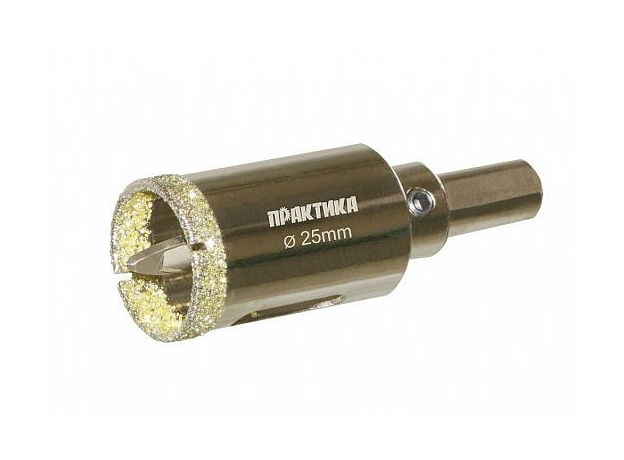 Коронка алмазная "Профи" по керамограниту/керамике 25х70мм, пилотное сверло, блистер 917-590 ПРАКТИКА