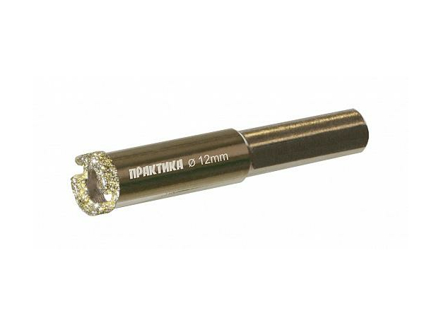 Коронка алмазная "Профи" по керамограниту/керамике 12х65мм блистер ПРАКТИКА 917-538