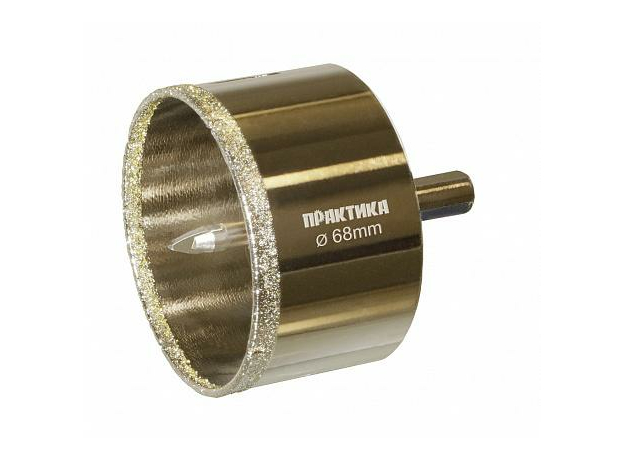 Коронка алмазная "Профи" по керамограниту/керамике 68х70мм, пилотное сверло, блистер 917-712 ПРАКТИКА