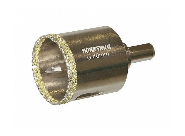 Коронка алмазная "Профи" по керамограниту/керамике 40х70мм, пилотное сверло, блистер 917-651 ПРАКТИКА