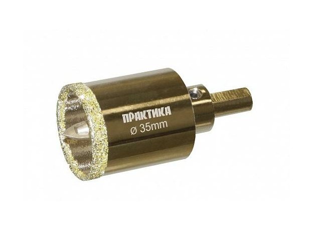 Коронка алмазная "Профи" по керамограниту/керамике 35х70мм, пилотное сверло, блистер 917-637 ПРАКТИКА