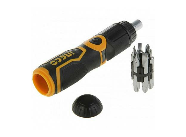 Отвертка с трещеткой и битами 13 в 1 INGCO AKISD1208