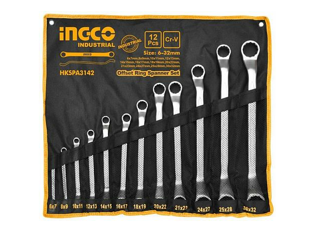 Набор ключей накидных 6-22 мм (12шт; в тканевой сумке) INGCO INDUSTRIAL HKSPA3142