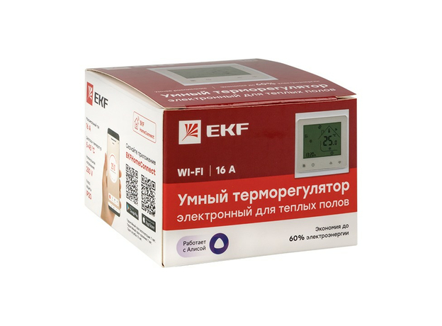 Термостат умный для теплых полов электронный 16A 230В Wi-Fi Connect ett-4 EKF