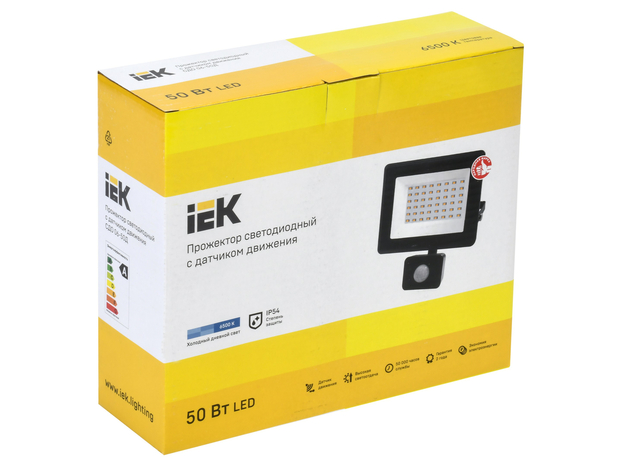 Прожектор светодиодный 50Вт СДО06-50Д с датчиком движения 4000Лм 6500К LPDO602-50-65-K02 IEK