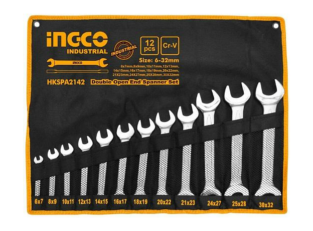 Набор ключей рожковых 6-32 мм (12шт; в тканевой сумке) INGCO INDUSTRIAL HKSPA2142