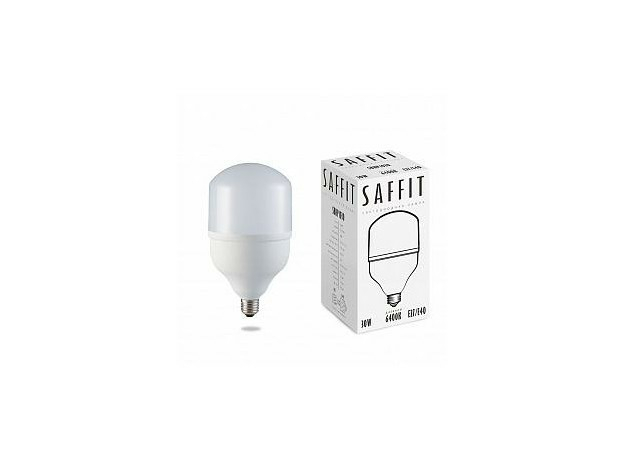Лампа светодиодная 30Вт Е27 T100 6400К 2700Лм матовая 230В цилиндр 55091 SAFFIT