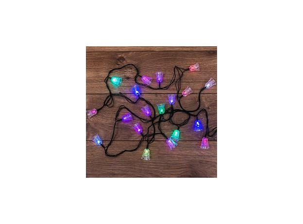 Гирлянда светодиодная (электрогирлянда) "Колокольчики" 2,8 м 20 Led RGB разноцветная с контроллером IP20 303-062 Neon-Night